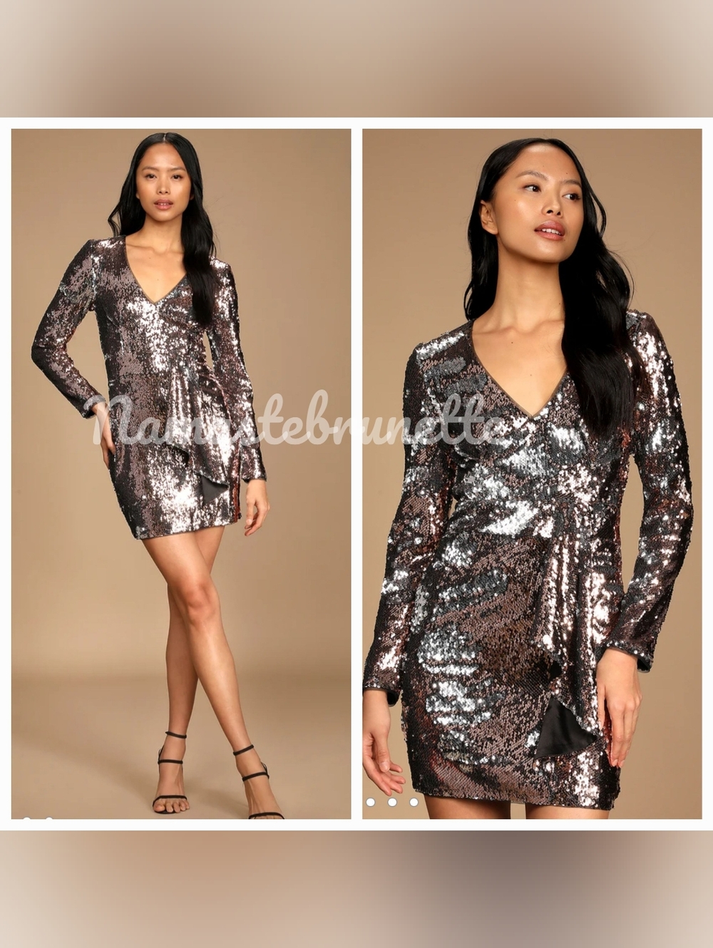 Nwt Lulu's XS Rose Gold Multi Reversible Sequin Mini Dress